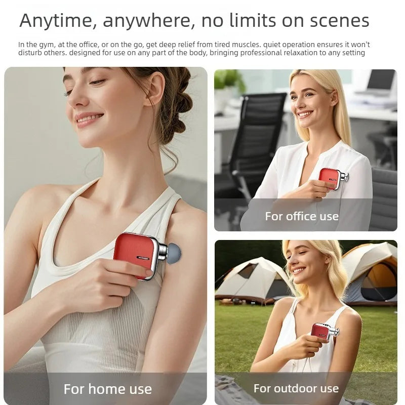 Mini Pocket Fascia Gun with 4 Silicone Massage Heads Lightweight Portable Perfect for Office Home Use Low-noise Muscle Massager